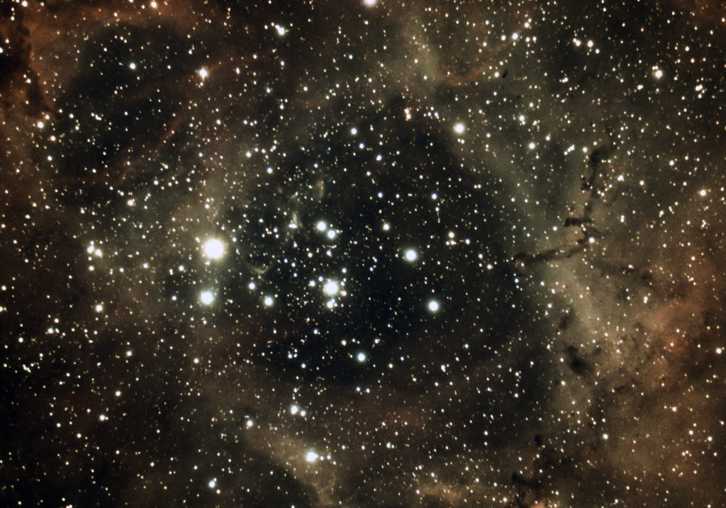 Core of the Rosette Nebula photographed in March 2020