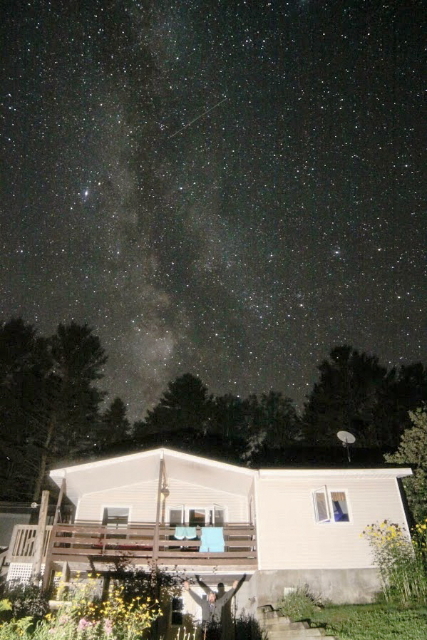 Astrophotography at Cottage with the Milky Way, includes photographer.