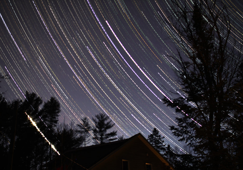Star Trails across the western evening sky